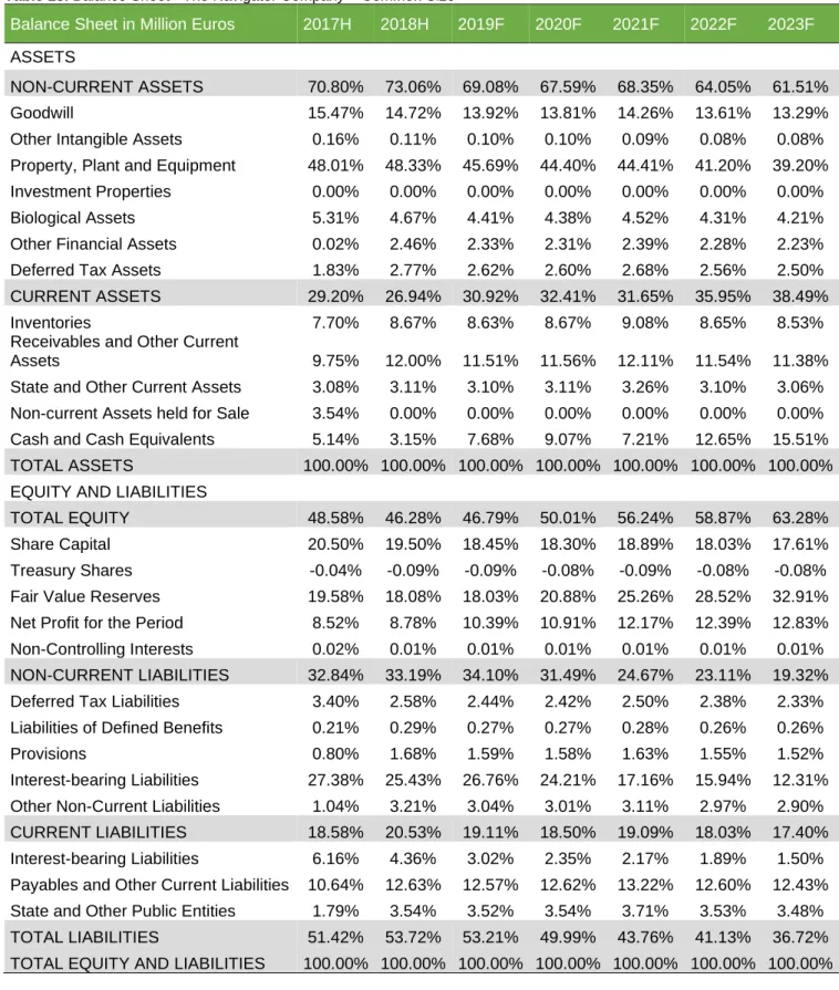 Table 18. Balance Sheet - The Navigator Company – Common Size  