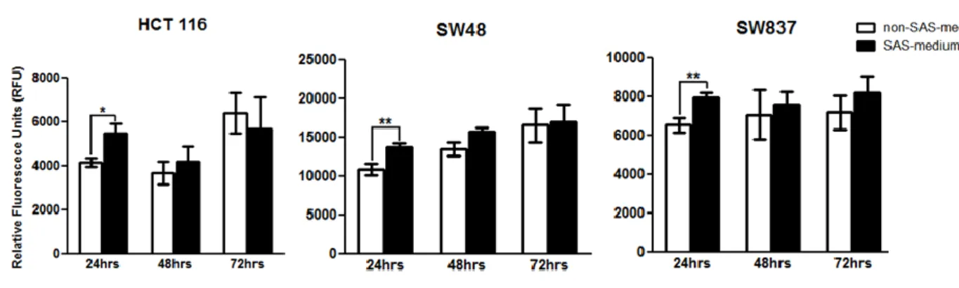 Figure  2.3-  The  secretome  of  senescent  HCT  116  cells  stimulates  the  proliferation  of  non-senescent  cells