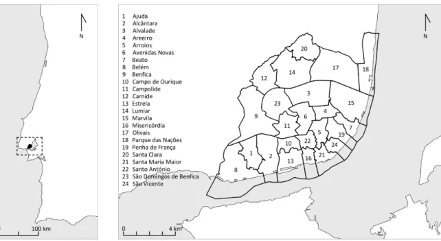 Figure 1. The municipality of Lisbon and its civil parishes. Source: Own elaboration based on data from Câmara Municipal de Lisboa (2018).