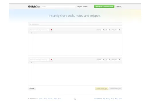 Figura 2.6: Página principal do GitHub Gist - imagem retirada de https://gist.github.com/