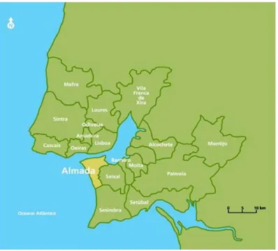 Figura 1 – Mapa da área Metropolitana de Lisboa (ibidem)  
