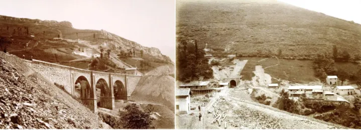 Figura 8. Imágenes tomadas durante la construcción de la rampa de pajares,  a principios de la década de 1880