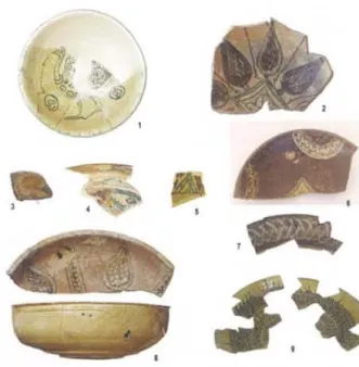 Fig. 3 Mapa de dispersión de la cerámica de época  taifa  de verde y morado. 1. Arouea, 2