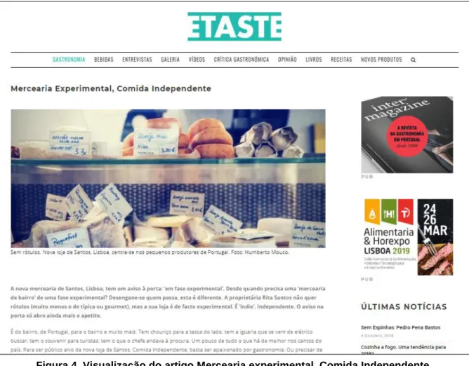 Figura 4. Visualização do artigo Mercearia experimental, Comida Independente. 