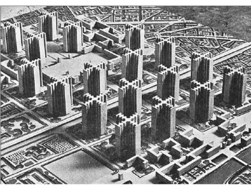 Fig.   13   -­‐   Ville   Radieuse   -­‐   Plano   de   Le   Corbusier   para   o   centro   de   Paris,   1934