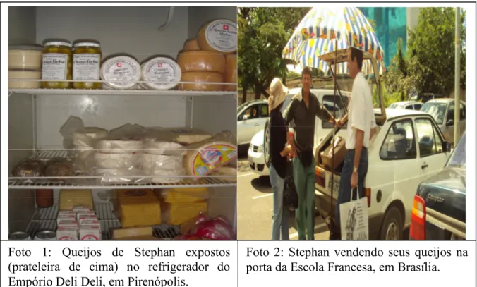 Foto  2:  Stephan  vendendo  seus  queijos  na  porta da Escola Francesa, em Brasília