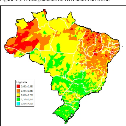 Figura 4.3. A desigualdade do IDH dentro do Brasil 