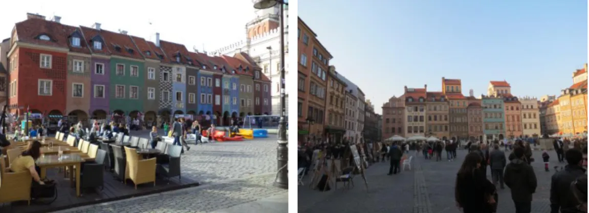 Figura 6 e 7 – Actividade no espaço público do centro de Poznan – Polónia 
