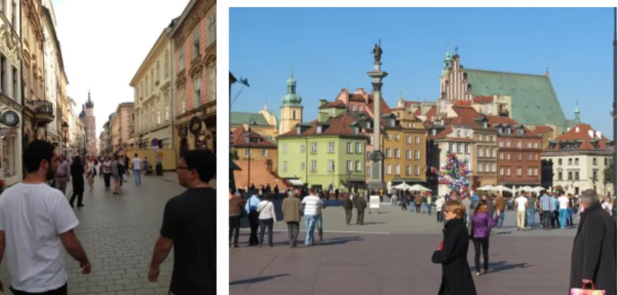 Figura 30 e 31 – Espaço público Krakow e Warszawa – Polónia 
