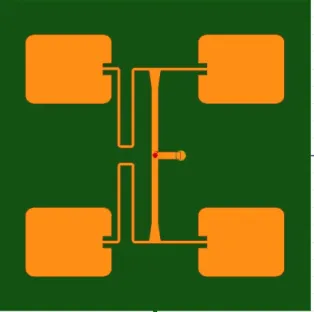 Figure 2.5: Four-element microstrip antenna array operating at 15 GHz band