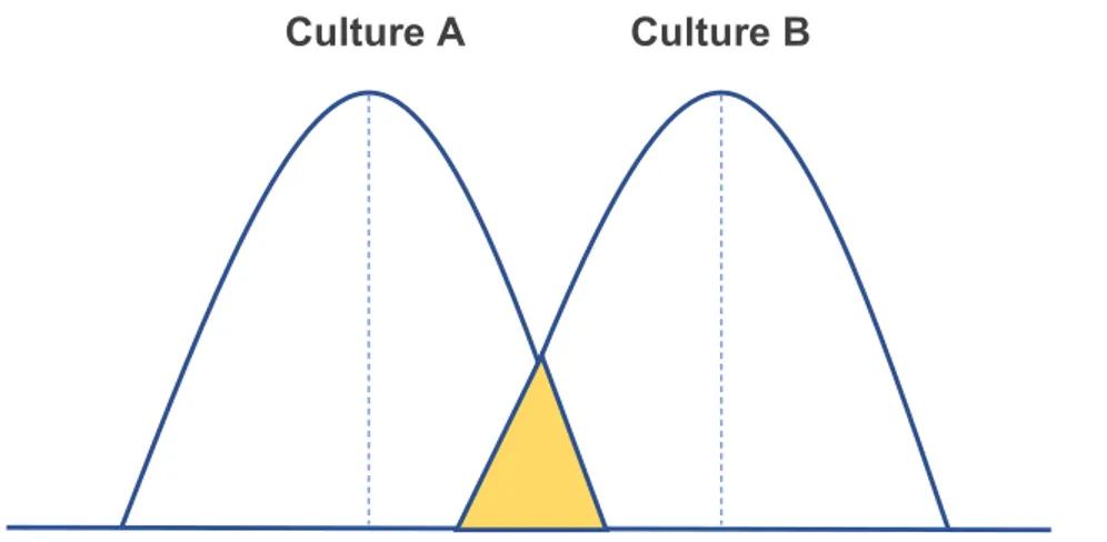 Figure 5: Distribution of Cultural Standards in two cultures (Brueck, 2002:5).