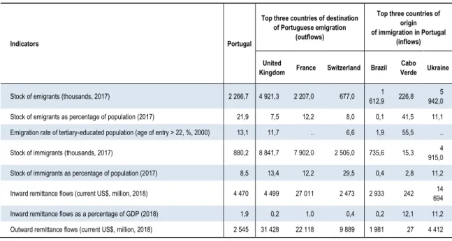Table 1.2  Main migration indicators: international comparison 