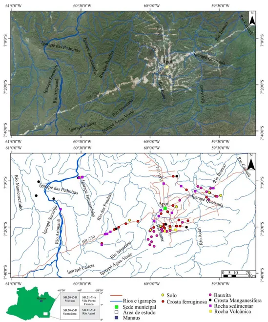 Figura 3: Mapa de localização da região de estudo e de pontos coletados. 