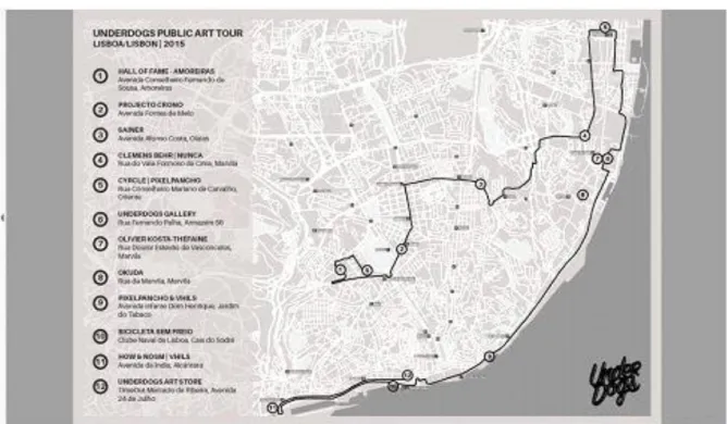 Figure 3. Lisbon Street Art Map by Underdogs, a privately-owned tourism company. 