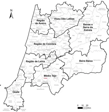 Figura 1 – Localização do concelho de Tomar na NUTS II Centro e na NUTS III Médio Tejo.