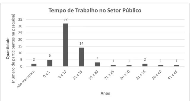 Gráfico 1: Tempo de Trabalho no setor público dos(as) participantes da pesquisa 