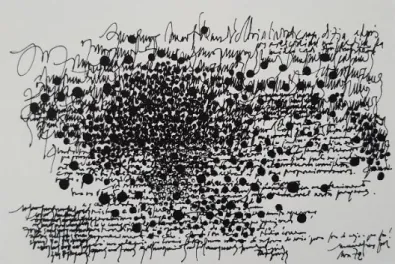 Figura 18- Ana Hatherly. Sem título, 1972. Tinta preta sobre papel, 8,9x13,2 cm. Território Anagramático