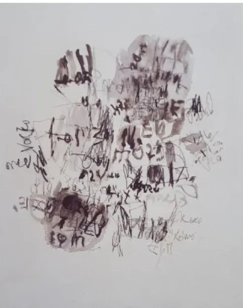 Figura 19- António Sena. Sem título, 1965. Óleo, grafite e carvão sobre tela, 100x80 cm