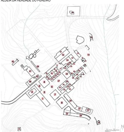 Fig. 23 | Mapa esquemático da aldeia da Herdade do Pereiro.  