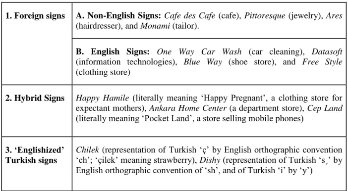 Table 2: Linguistic classification of shop names in Turkey 13