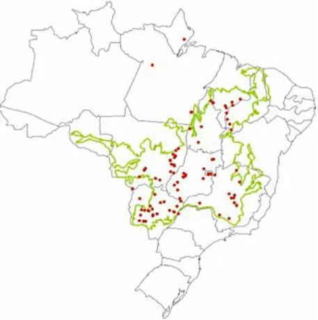Figura 7 – Distribuição geográfica de Astronium fraxinifolium no Brasil.  
