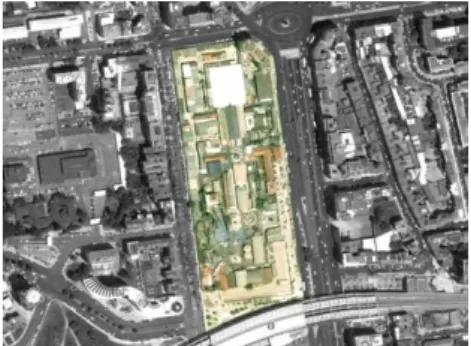 Fig. 21 – Espaço no centro de Lisboa com o seu  antigo  uso,  a  Feira  Popular.  Imagem  satélite  Google Earth, 2004.