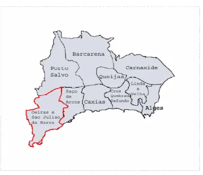 Figura 7 - Freguesia de Oeiras. Fonte: http://pt.wikipedia.org/wiki/Ficheiro:Mapa_freguesias_Oeiras.JPG 