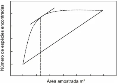 Figura 15. Determinação do ponto da asíntota da curva espécie-área 