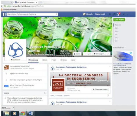 Figura 6.12 – Página da Sociedade Portuguesa de Química no Facebook (em 12 de Março de  2015) 