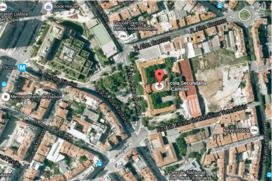 Figura 1: Localização da Escola Sec. De Camões, retirado de Google Maps. 