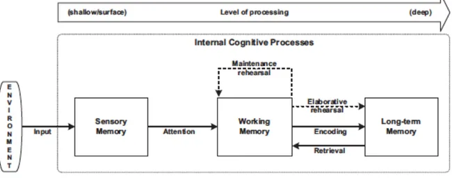 Figura 1. Representação das interações entre os diferentes tipos de memórias e os tipos de  processos cognitivos