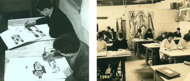 Fig. 8 e 9: Aulas de Pintura na Escola de Artes Decorativas António Arroio em 1964 