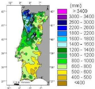 Figura 3 – Média da precipitação sazonal acumulada: a) Inverno (Dezembro, Janeiro e  Fevereiro) b) Primavera (Março, Abril e Maio) c) Verão (Junho, Julho e Agosto) e d) Outono 