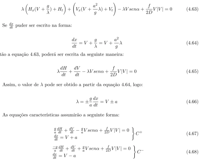 Figura 4.7: Curvas características usadas para solucionar as equações completas
