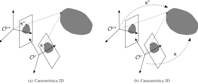 Figura 2.4: Exemplo de características da imagem para o caso bidimensional (a) e tridimensional (b).