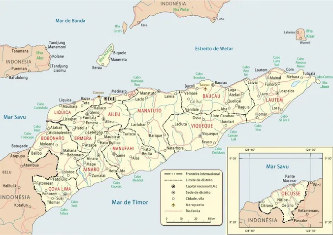 Figura 1 – Mapa da República Democrática de Timor-Leste. Fonte: Guiageo (2015) 