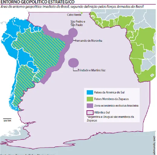 Figura 01 – Entorno geopolítico estratégico brasileiro. 