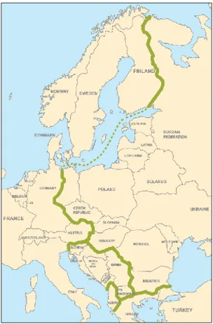 Fig.  9  –  Percurso  do  Green  Belt  da  Europa.  Fonte: 
