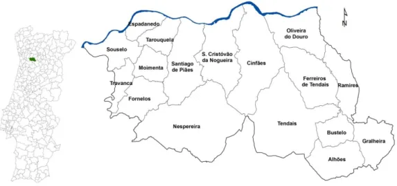 Fig. 22 – Localização e divisão administrativa do Concelho de Cinfães 