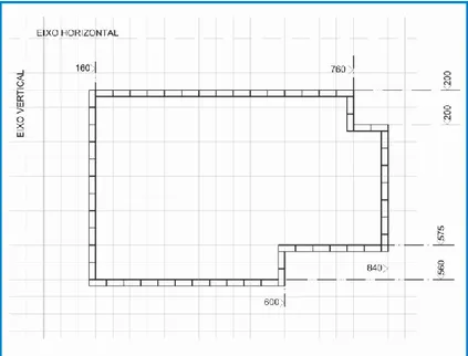 Figura  3.1–  Projeto  sobre  malha  modular:  componentes  justapostos  às  linhas  da  malha