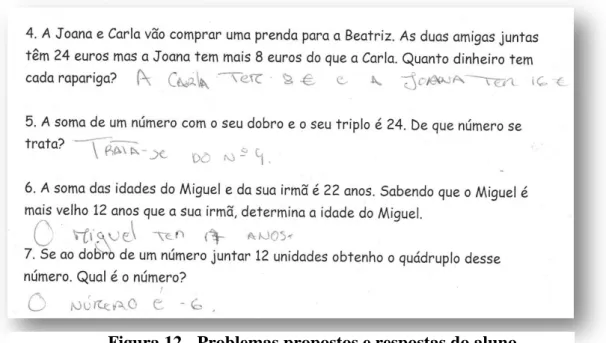 Figura 12 - Problemas propostos e respostas do aluno 