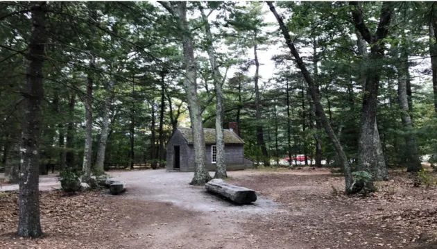 Figura  1.  Cabana  onde  morou  Henry  David  Thoreau,  às  margens  do  lago  Walden,  em  Concord,  Massachusetts, EUA 
