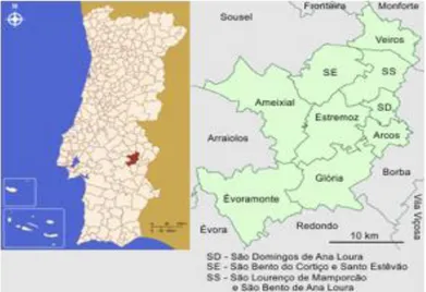 Figura 2.2: Localização geográfica do concelho de Estremoz      