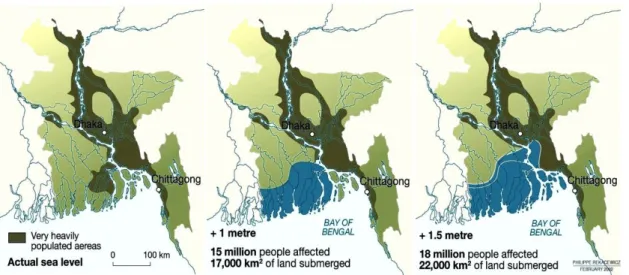 Ilustração 18 –  Impacto da subida do nível da água, no Bangladesh 