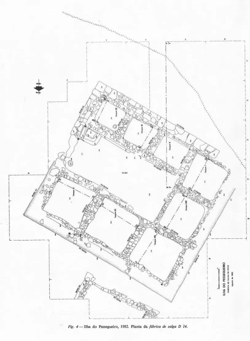 Fig.  4 - TIha  do  Pessegueiro,  1982.  Planta  da fábrica  de  salga  D  14. 