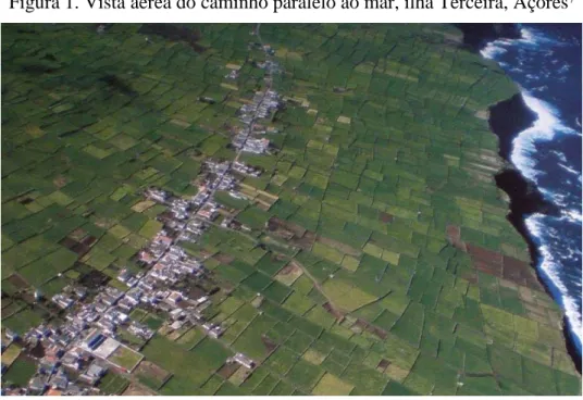 Figura 1. Vista aérea do caminho paralelo ao mar, ilha Terceira, Açores 7