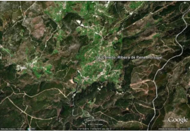 Figura 12. Fotografia aérea da freguesia de Canedo  Fonte: Google Earth