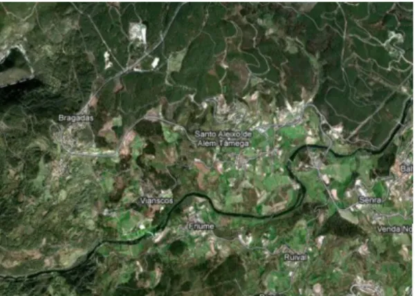 Figura 15. Fotografia aérea da freguesia de Santo Aleixo de Além Tâmega  Fonte: Google Earth 