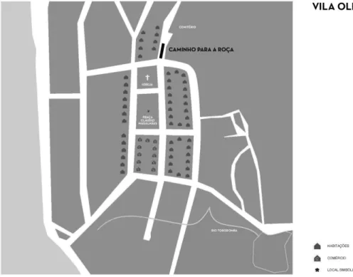 Figura 1: Diagrama da vila de Olivença realizado no âmbito do processo  de demarcação da ti Tupinambá de Olivença em 2004.