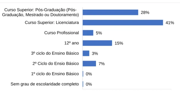 Gráfico 7 – Grau de Escolaridade (percentagem) 